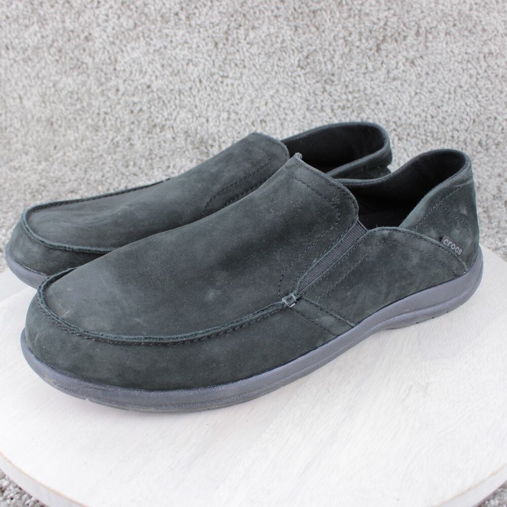 Crocs Santa Cruz Triple Black Canvas Slip On Loafers Mens 12 - Picture 3 of 7